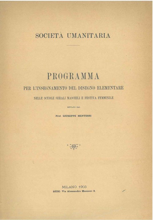 Programma per l'insegnamento del disegno elementare nelle scuole serali maschili …