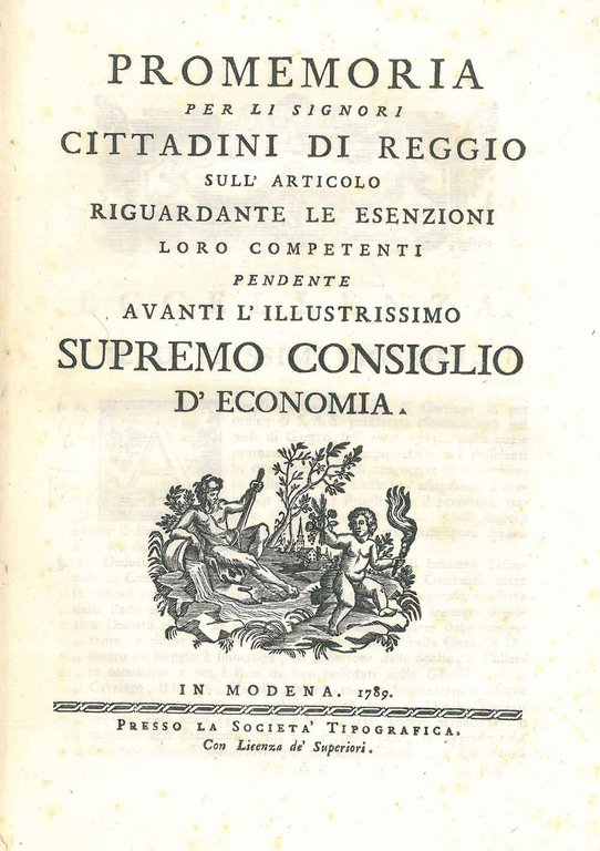 Promemoria per li signori cittadini di Reggio sull'articolo riguardante le …