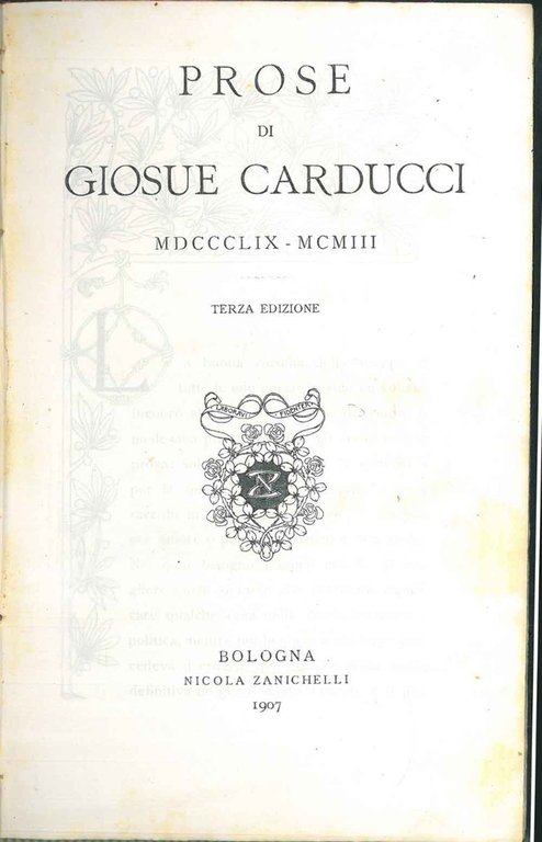 Prose di Giosuè Carducci 1859-1903. Terza edizione