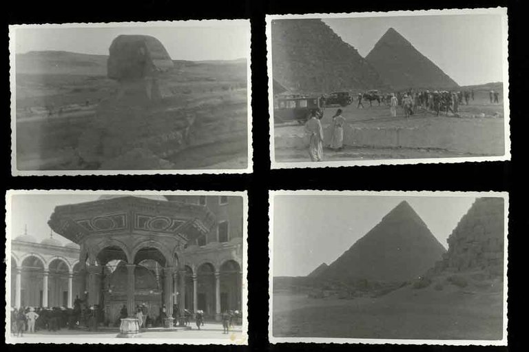 Quattro fotografie in b/n di siti archeologici del Cairo