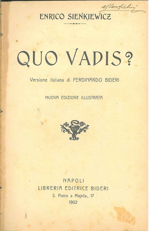 Quo vadis? Traduzione italiana di F. Bideri