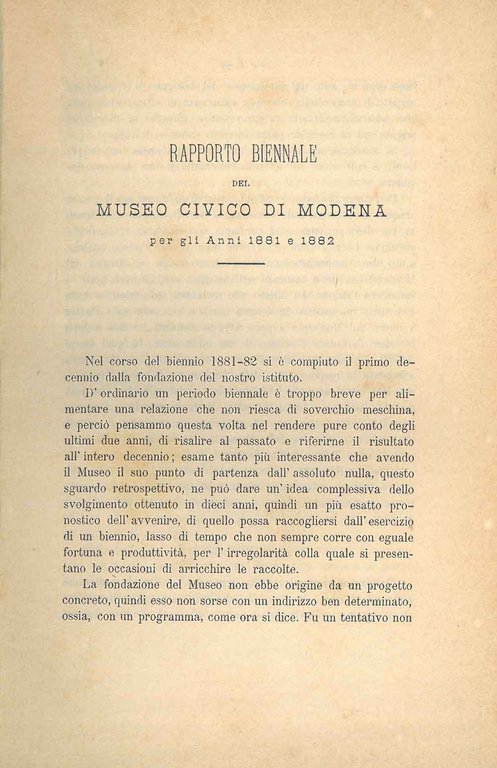 Rapporto biennale del museo civico di Modena per gli anni …