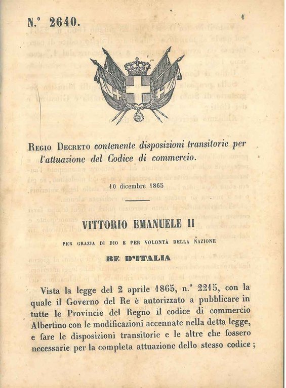 Regio Decreto contenente disposizioni transitorie per l'attuazione del Codice di …