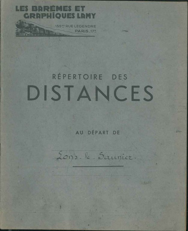 Répertoire des Distances au départ de Lons le Saunier