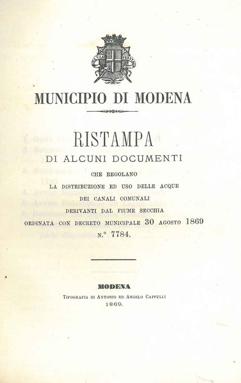 Ristampa di alcuni documenti che regolano la distribuzione ed uso …