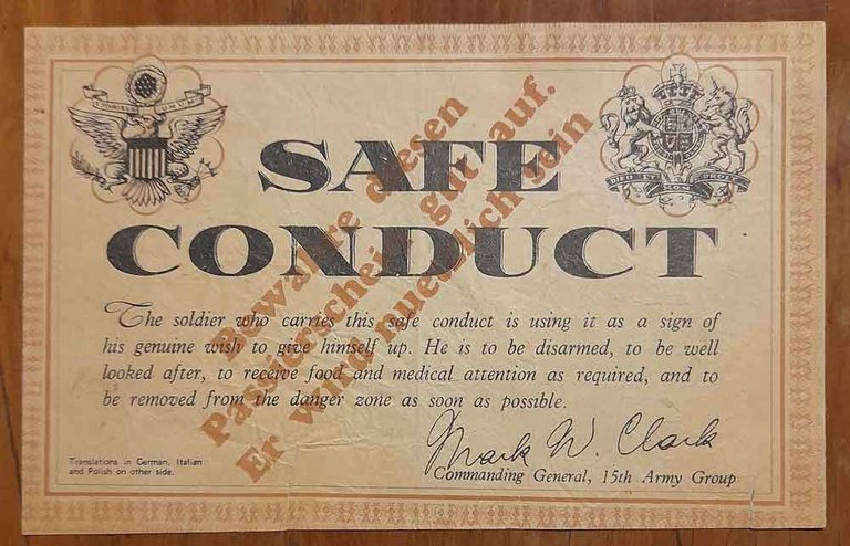 "Safe conduct.The soldier who carries this safe conduct is using …