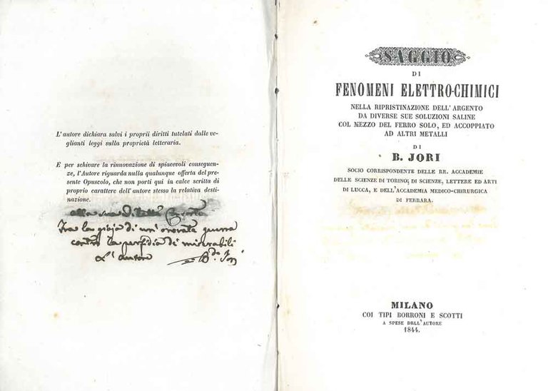 Saggio di fenomeni elettro-chimici nella ripristinazione dell'argento da diverse sue …