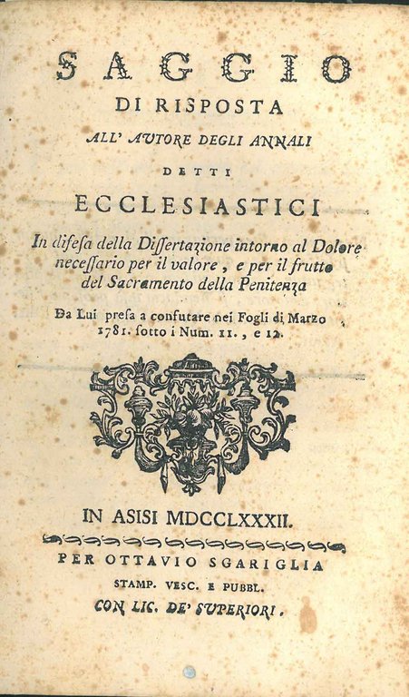 Saggio di risposta all'autore degli annali detti ecclesiastici in difesa …