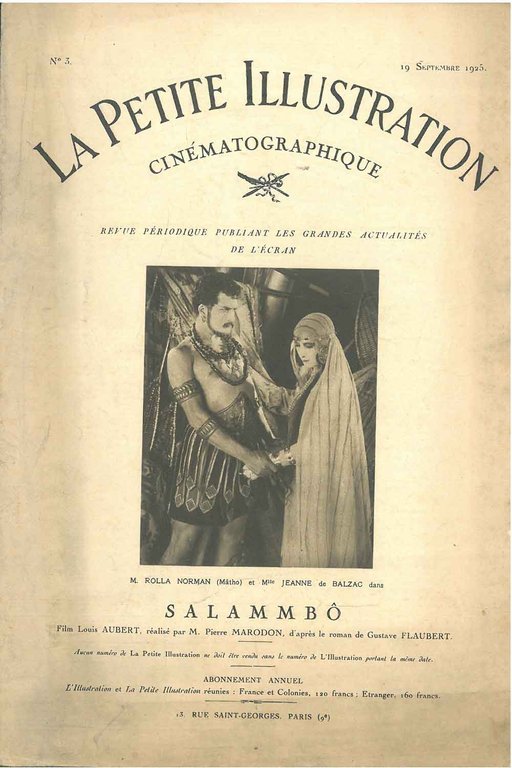 Salambò. La Petite Illustration Cinématographique n° 3 1925