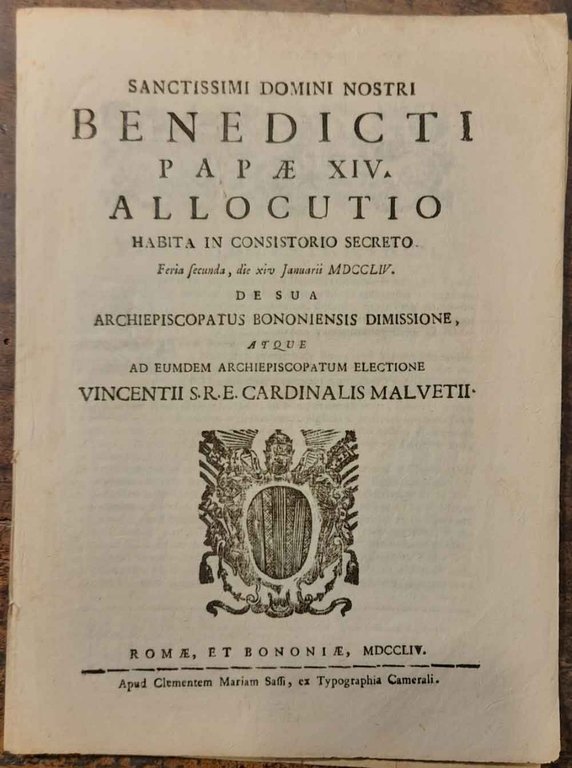 Sanctissimi Domini nostri Benedicti Papae XIV . Allocutio habita in …