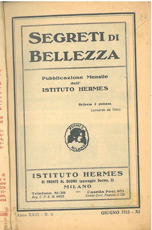 Segreti di bellezza. Pubblicazione mensile dell'istituto Hermes. Anno XXII, n. …