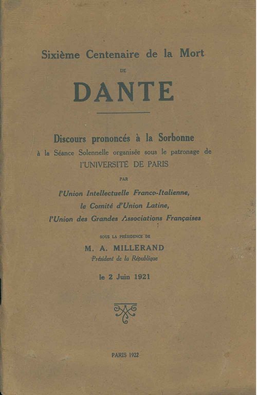 Sixième centenaire de la mort de Dante. Discours prononcés à …