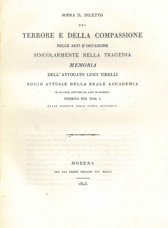 Sopra il diletto del terrore e della compassione nelle arti …