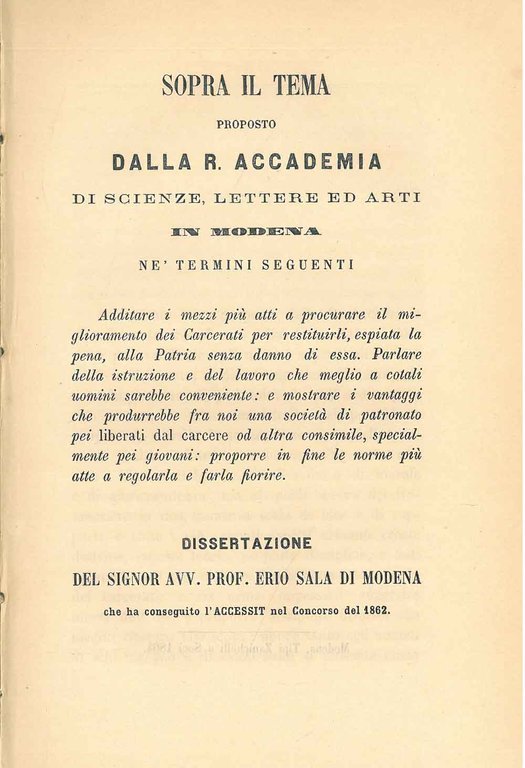 Sopra il tema proposto dalla R. Accademia di scienze lettere …