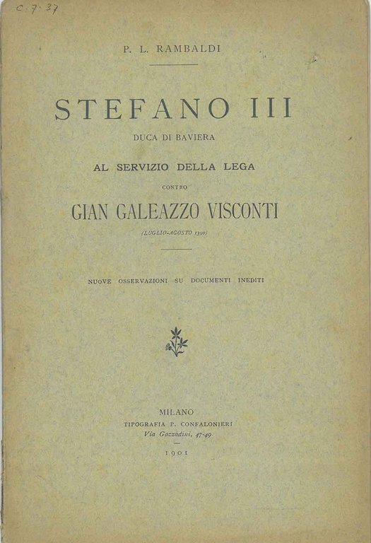 Stefano iii Duca di Baviera al servizio della Lega contro …