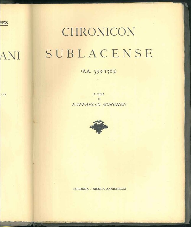 Subiaco Chronicon Sublacense 593-1369. Rerum italicarum scriptores.