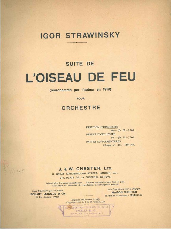 Suite de l'Oiseau de Feu (Réorchestrée par lauteur en 191 …