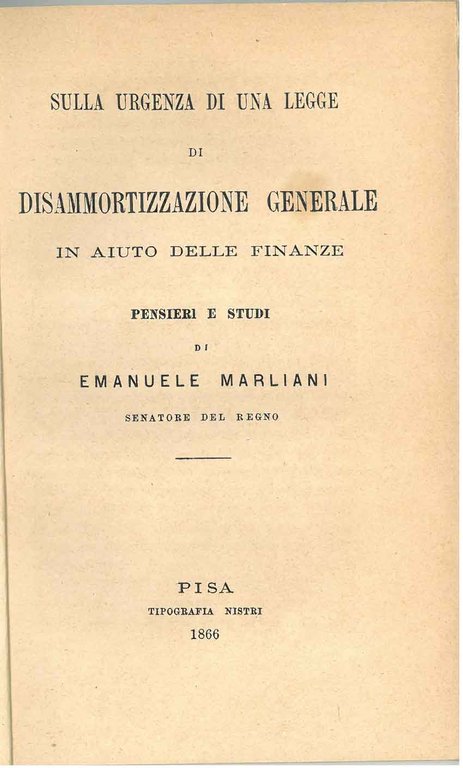 Sulla urgenza di una legge di disammortizzazione generale in aiuto …