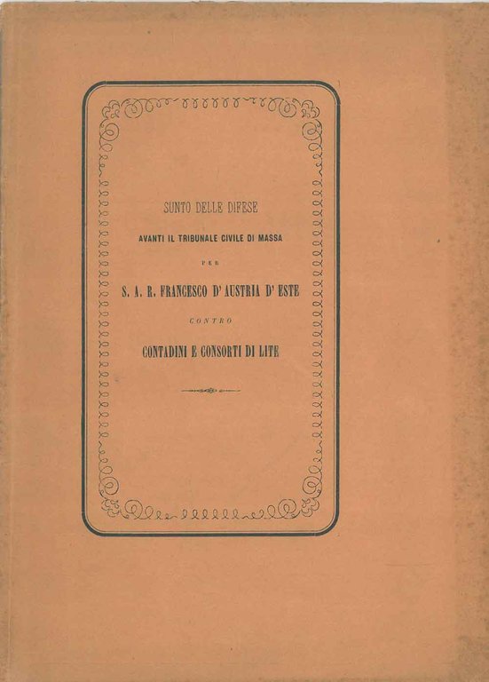 Sunto delle difese avanti il tribunale civile di massa per …