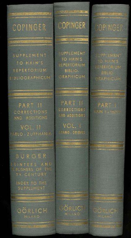 Supplement to hain's Repertorium Bibliographicum or collectons towards a new …