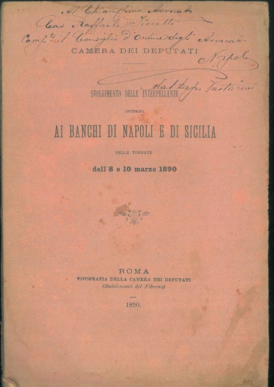 Svolgimento delle interpellanze intorno ai banchi di Napoli e di …