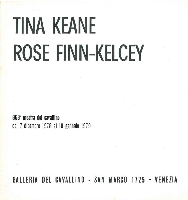 Tina Keane, Rose Finn-Kelcey. 863° mostra del cavallino dal 7 …