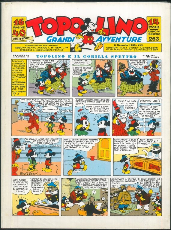 Topolino 1938-1,2,3,4. Grandi ristampe. Annata completa.