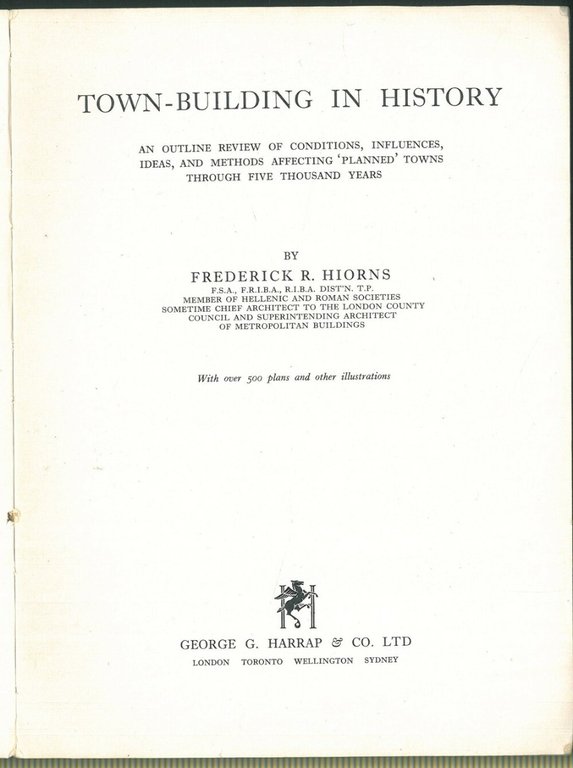 Town-Building in History. (Advance Proof Copy, Unrevised and confidential)