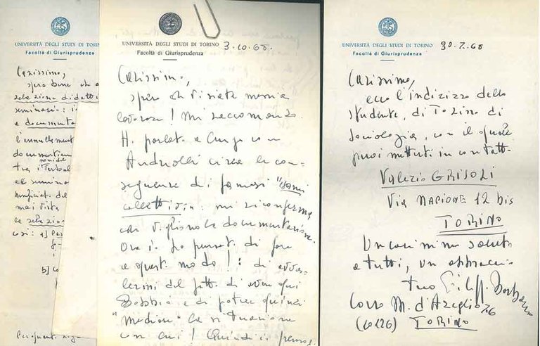 Tre lettere di complessivamente 106 righe in 6 facciate su …