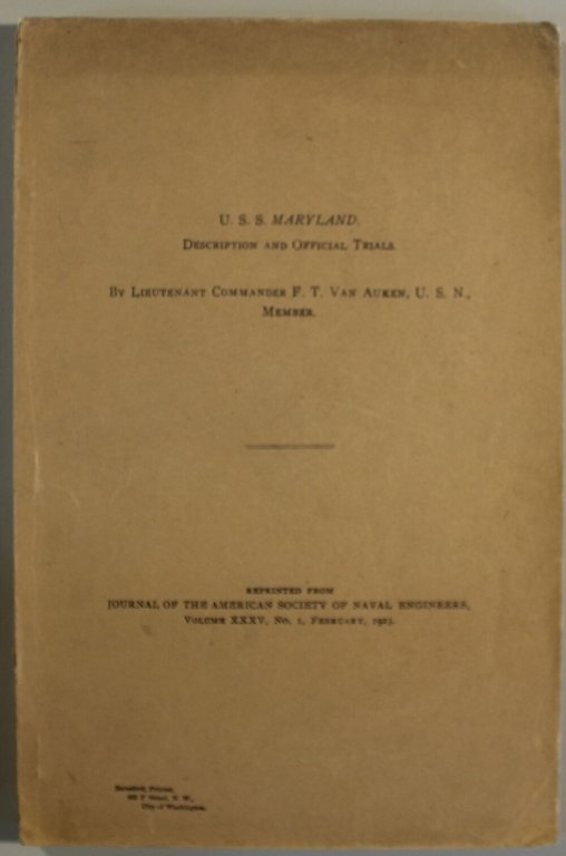 U.S.S. Maryland. Description and Official Trials. Reprint from Journal of …