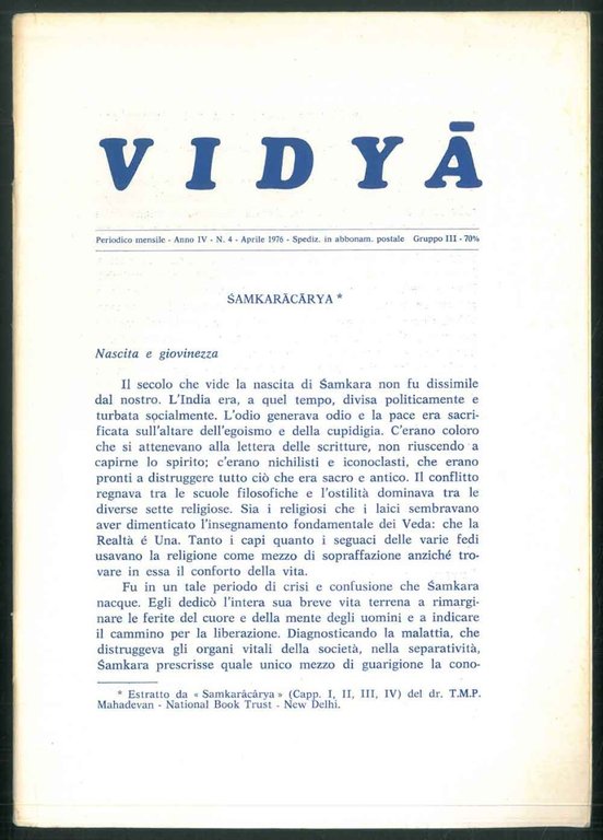 Vidya. Periodico mensile - Anno IV - N.4 - Aprile …