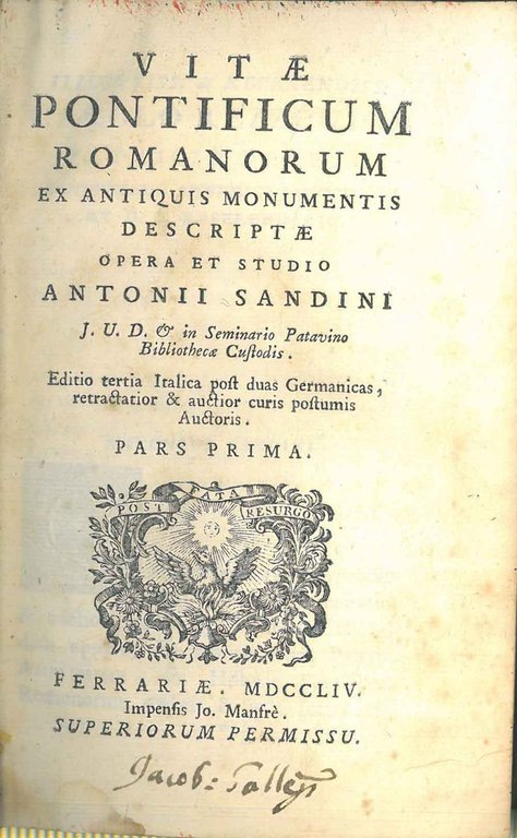 Vitae pontificum romanorum ex antiquis monumentis descriptae opera et studio …