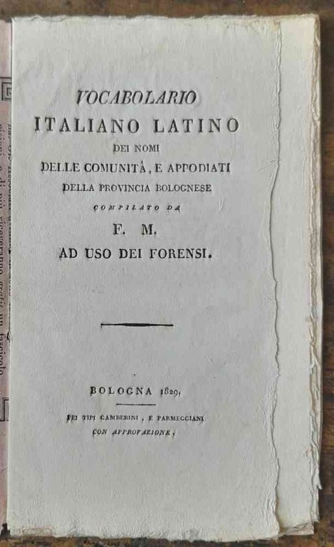 Vocabolario Italiano Latino dei nomi delle comunità, e appodiati della …