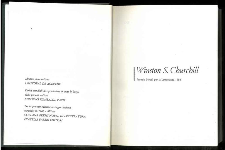 Winston S. Churchill. Premio Nobel per la Letteratura 1953.