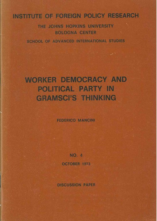 Worker democracy and political party in Gramsci's thinking