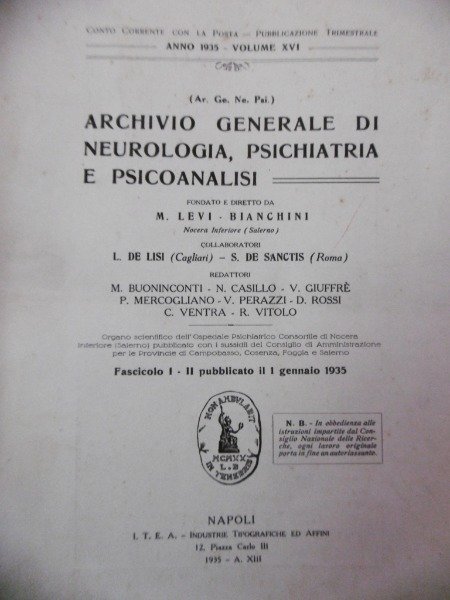 TERAPIA BROMOBARBITURICA DELLE EPILESSIE ARCHIVIO GENERALE DI NEUROLOGIA PSICHIATRIA E …