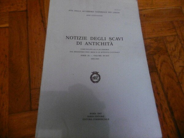 Notizie degli scavi di antichita' 2004 2005serie IX VOLUME XV …