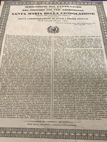 1841 spiegazione defl fatto sacro nel cimitero del ven arcispedale … | Immagine principale