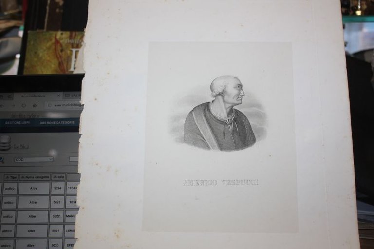 1854 RITRATTO AMERIGO VESPUCCI COLLZIONE 60 UOMINI ILLUSTRI