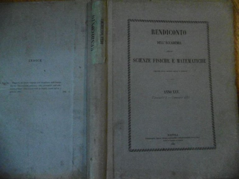 1886 RENDICONTO DELL'ACCADEMIA SCIENZE FISICHE MATEMATICHE ANNO 25 NAPOLI TIP.REALE …