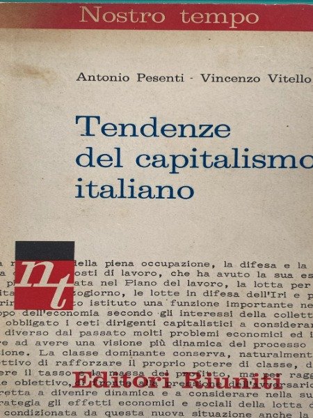 1962 TENDENZE DEL CAPITALISMO ITALIANO EDITORI RIUNITI