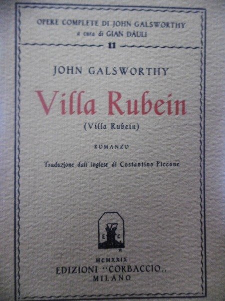 VILLA RUBEIN JOHN GALSWRTHY CORBACCIO 1929