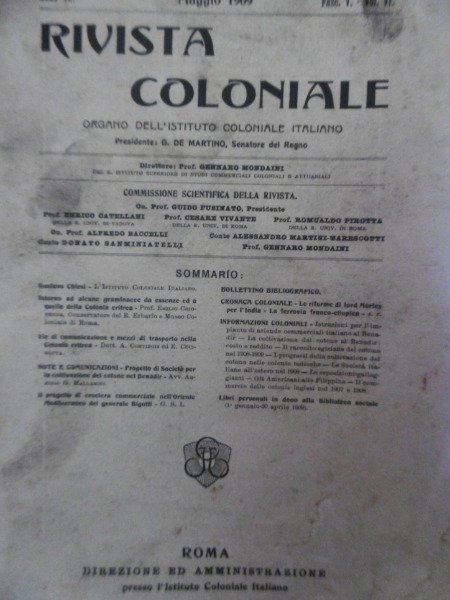 GRAMINACEE ED ESSENZE DELLA COLONIA ERITREA RIVISTA COLONIALE MAGGIO 1909