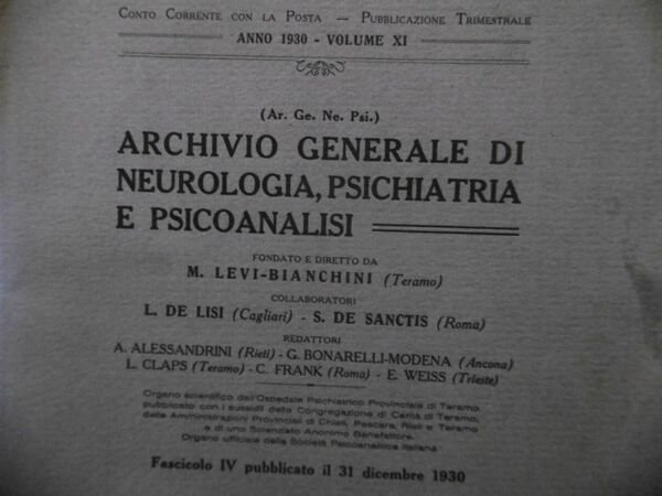 ACONDROPLASIA PROF VITTORIO CHALLIOL ARCHIVIO NEUROLOGIA PSICHIATRIA PSICOANALISI DICEMBE 1930