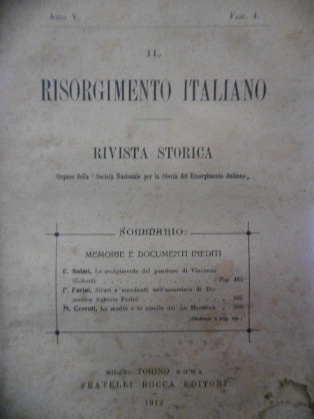 SICARI E MANDANTI NELL'ASSASSINIO DI DOMENICO ANTONIO FARINI IL RISORGIMENTO …