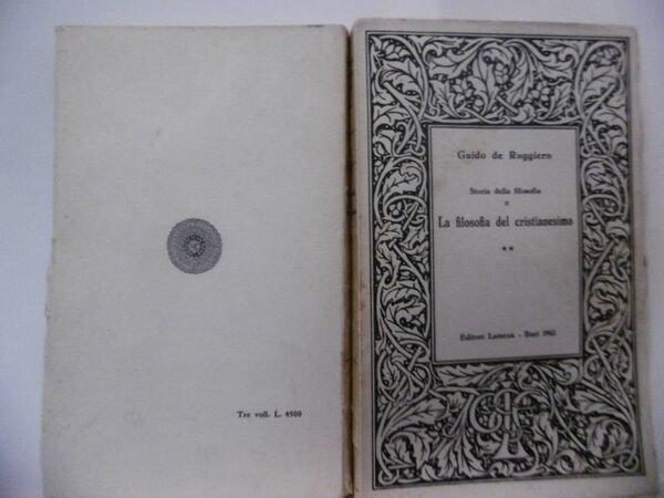 GUIDO DE RUGGIERO LA FILOSOFIA DEL CRISTIANESIMO LATERZA 1961 VOLUME …