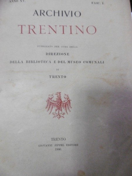 GENEALOGIA CLESIANA ARCHIVIO STORICO TRENTINO FAC 1 EDITORE ZIPPEL 1900