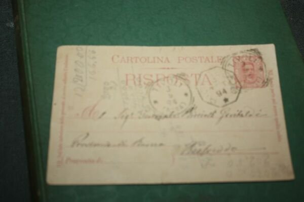CARTOLINA SCRITTA 1898 AL GENERALE RICCIOTTI GARIBALDI