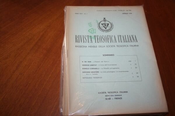 RIVISTA TEOSOFICA ITALIANA ANNATA COMPLETA 12 RIVISTE SOCIETA TEOSOFICA ITALIANA
