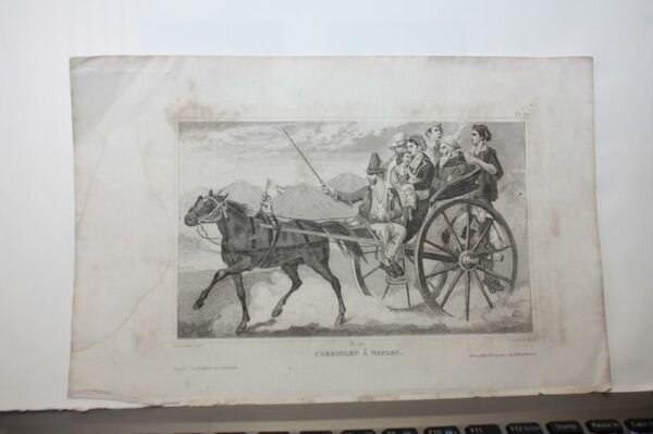 CABRIOLET A NAPLES STAMPA ANTICA LESCHARD 1800